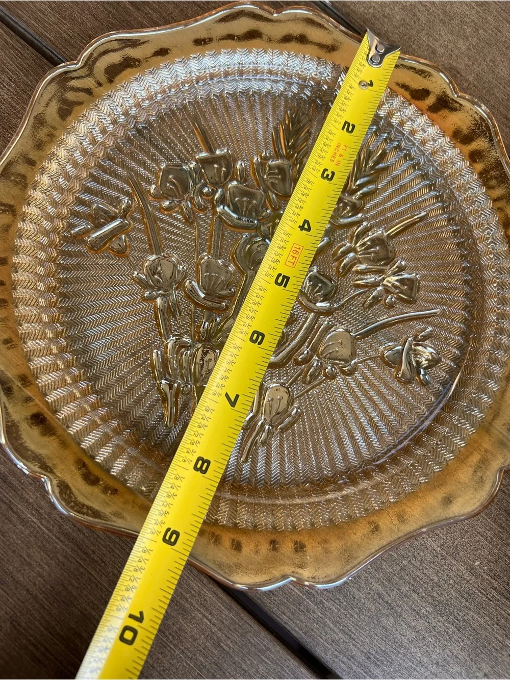 Vintage Jeannette Iris & Herringbone Carnival Glass Plate ✨